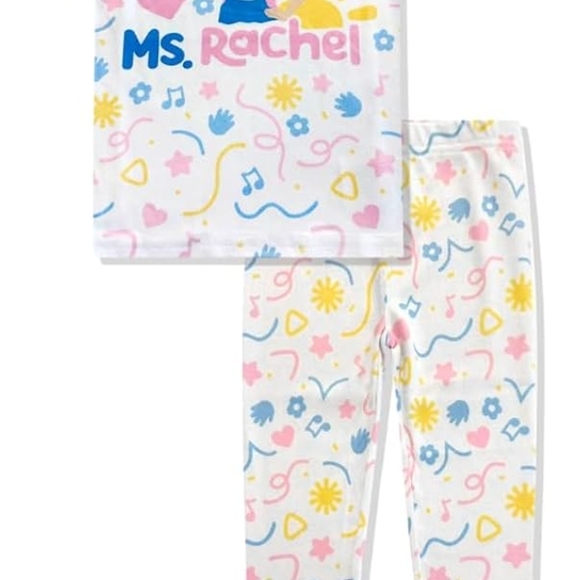 Ms.Rachel Pajama Set Miss Rachel Tv Show Toddlers. Pink, Blue And White - Picture 3 of 6